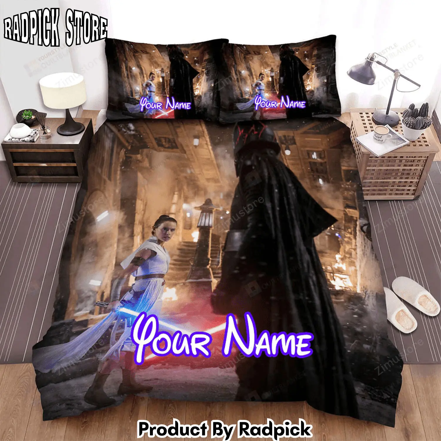 Radpick star wars episode ix the rise of skywalker the girl with the men fight by sword movie scene picture bed sheets duvet cover personalized name bedding sets rp3271927